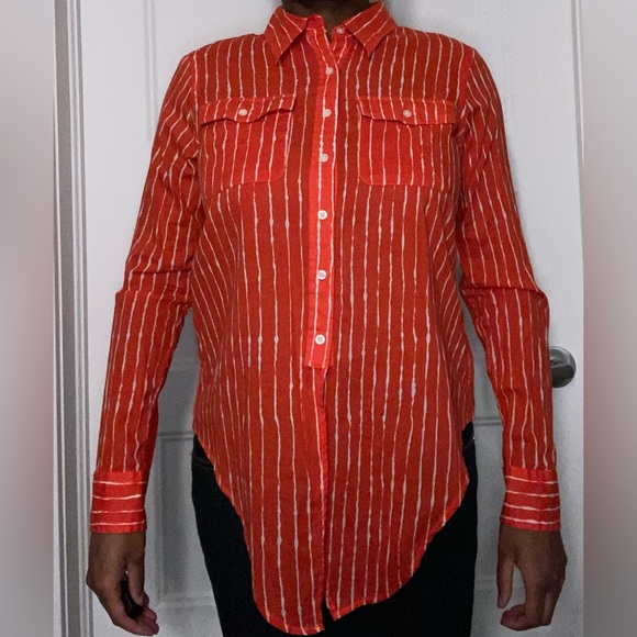 Ralph Lauren Striped Asymmetrical Cotton Blouse - Picture 3 of 8